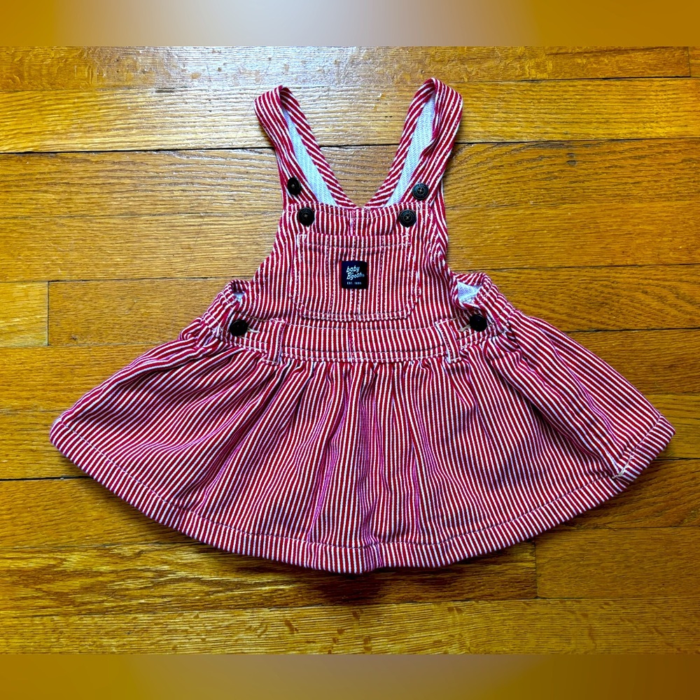 baby B’gosh Red & White Striped Overall Dress